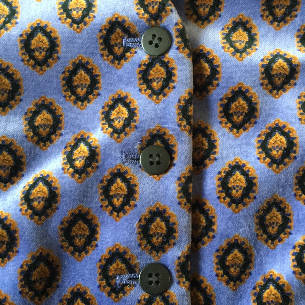 Burberry Blue Velour Patterned Button Front Vest - image 3